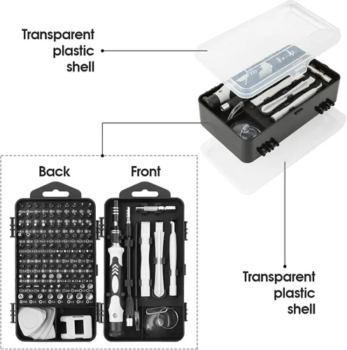 Miniatura 9 de Juego de destornilladores de precisión Lifegoo, 117 en 1, kit de herramientas de reparación magnética para iPhone Series, Mac, iPad, tablet, laptop