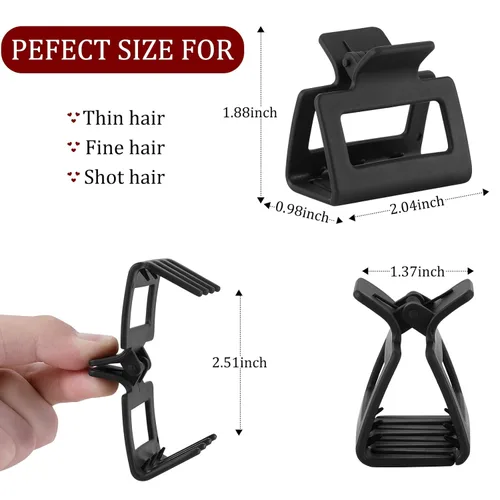 Miniatura 2 de Pinzas pequeñas para el cabello para mujeres y niñas, pinzas rectangulares medianas de 2 pulgadas para cabello fino/fino, mandíbula mate de sujeción