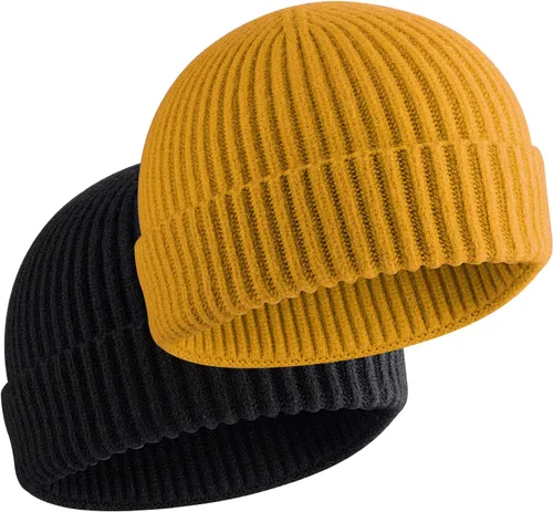 Miniatura 27 de vidsel Gorro Corto de Pescador para Hombres y Mujeres, Gorro de Lana Tejida con Puño Estilo Moderno de Arrastrero, Gorros Cálidos de Invierno