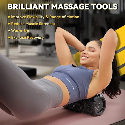 Miniatura 2 de Rodillo de espuma vibratoria, rodillo de masaje de alta densidad para alivio del dolor de espalda, recuperación muscular y terapia física, rodillo