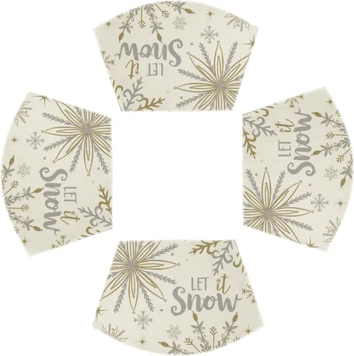 Miniatura 10 de Artoid Mode Juego de 4 manteles individuales de mesa con diseño de copo de nieve beige Let It Snow de invierno, 12 x 18 pulgadas, manteles de mesa