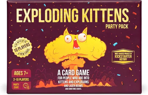 Exploding Kittens Paquete de fiesta – 2 – 10 jugadores – A partir de 7 años – 15 minutos para jugar – Juego de cartas para fiesta y familia para