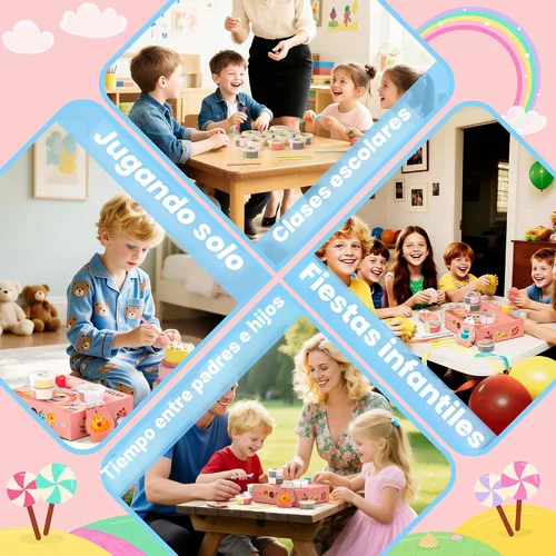 Miniatura 6 de Aestd-ST - Kit de arcilla seca al aire, con temática de pastel, arcilla para modelar para niños, arcilla mágica de postre con herramientas