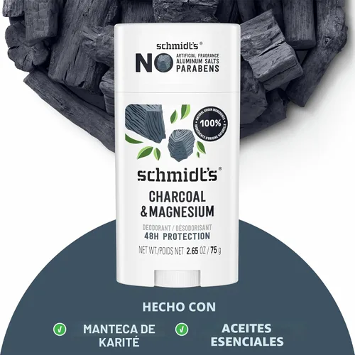 Miniatura 5 de Schmidt's Desodorante sin aluminio vegano con carbón y magnesio con 48 horas de protección contra el olor, 2 unidades para mujeres y hombres