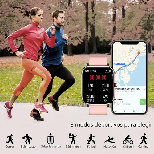 Miniatura 4 de Reloj inteligente para mujer, monitor de llamadas, monitor de actividad física, frecuencia cardíaca y sueño, pantalla táctil de 1.69 pulgadas