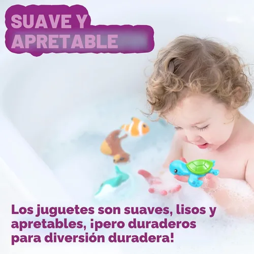 Miniatura 5 de Tub Works® Juguetes de baño Marine™ sin moho, paquete de 6 Diseño de juguetes de baño sellados y sin agujeros que mantiene la humedad fuera