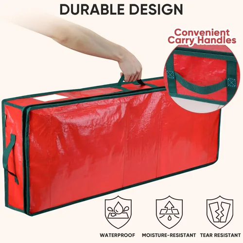 Miniatura 5 de BALEINE Bolsa de almacenamiento de papel de regalo de Navidad, bolsa de almacenamiento de polietileno duradera de 40 pulgadas con particiones Rojo
