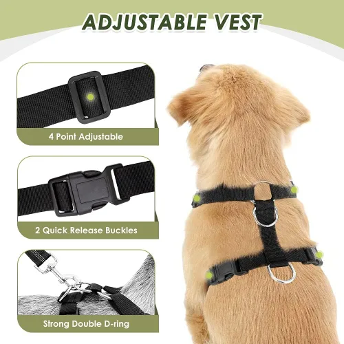 Miniatura 4 de SlowTon Arnés de Cinturón de Seguridad para Perro para Coche, Arnés de Coche para Perros Ajustable de Malla Transpirable y Arnés de Cinturón