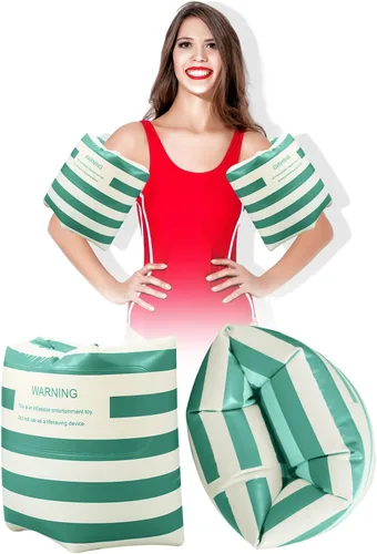 Miniatura 8 de JellyArch Flotadores inflables de PVC, 2 unidades, bandas de brazo inflables de PVC, flotadores de piscina, flotadores de natación para adultos, Azul