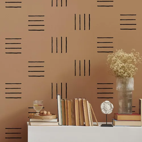 Miniatura 4 de Calcomanías de pared de vinilo negro de 4 líneas, despegar y pegar, calcomanías de pared modernas de líneas bohemias, 200 tiras con una plantilla
