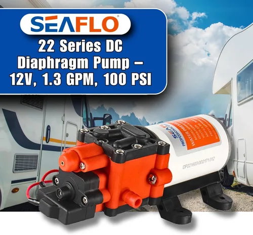 Miniatura 2 de SEAFLO Bomba de agua de la serie 22 - 12V, 1,3 GPM, 100 PSI - Bomba de presión de agua de diafragma bajo demanda para aplicaciones marinas, RV