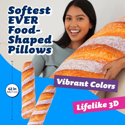 Miniatura 2 de Much Comfort Almohada de 42" 3D en forma de baguette rústica - Hecha con tela suave y ultra premium - Linda, cómoda, de felpa, cojín
