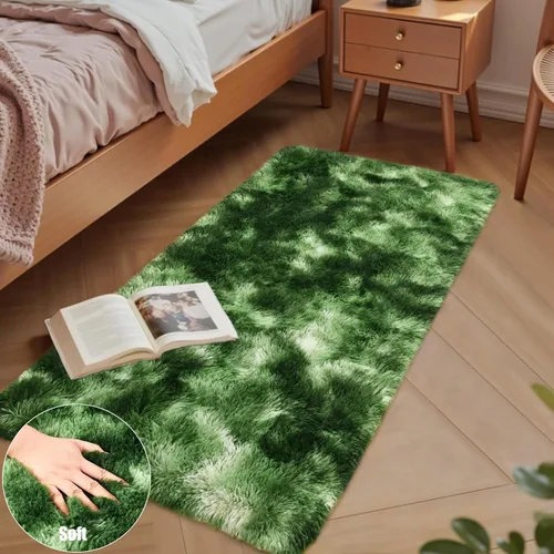 Miniatura 6 de Nuttumico Alfombras de Pasillo Suaves de 2x4 Pies para Dormitorio y Sala de Estar, Alfombra Mullida de Felpa, Alfombras de Área Antideslizantes Tie