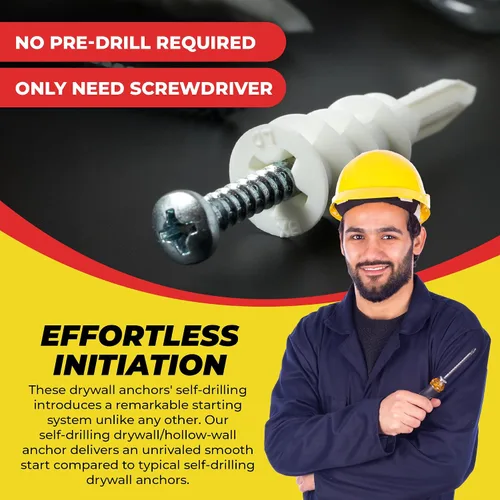 Miniatura 5 de Qualihome Kit de anclajes de yeso autoperforantes pequeños N.6 de plástico con tornillos