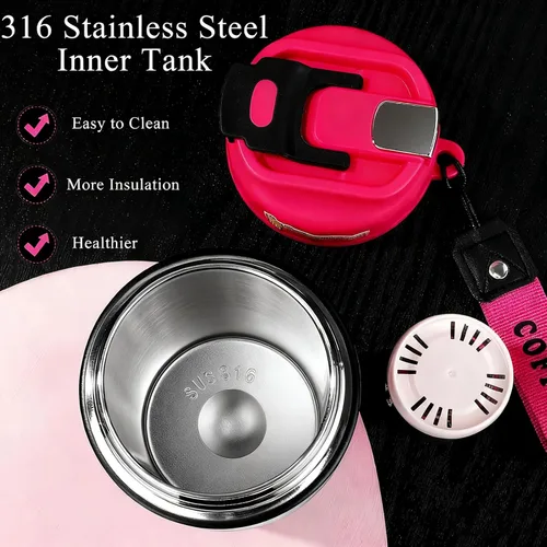 Miniatura 6 de Toycol Vaso térmico con aislamiento térmico, taza de viaje magnética 2 en 1 de acero inoxidable para té y café, botella de agua a prueba de fugas