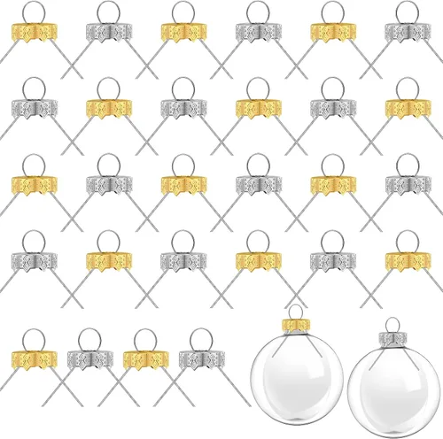 Tapa redonda de repuesto para adornos de Navidad, color dorado, para árbol de Navidad, cerámica, vidrio, porcelana, adornos colgantes (100 piezas)