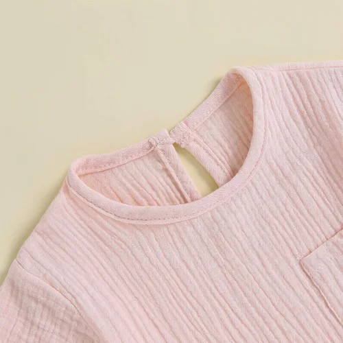 Miniatura 4 de Conjunto de ropa de verano de algodón y lino de manga corta para bebé niño y niña