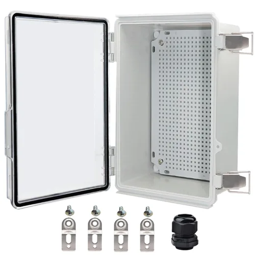 Miniatura 8 de Caja eléctrica impermeable, caja de conexiones IP67, pestillo de acero inoxidable, cubierta transparente con bisagras, carcasa para proyectos