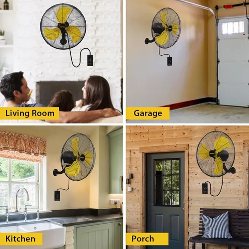 Miniatura 8 de VENTISOL Ventilador de pared oscilante de alta velocidad de 18 pulgadas, 3 velocidades, 4,200 CFM, oscilación de 90 grados para el hogar, talleres