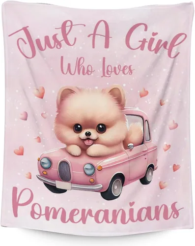 Miniatura 24 de Manta de Pomerania para niñas, tamaño de regazo de 30 x 40 pulgadas, manta de felpa suave y mullida, manta rosa para perro para sala de estar