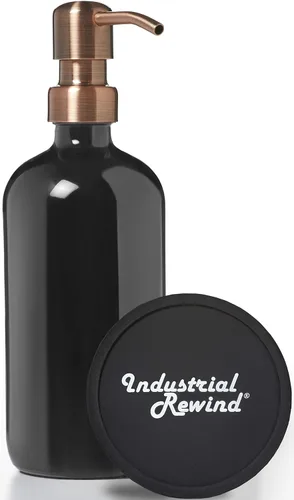 Miniatura 11 de Dispensador de jabón negro con bomba de metal y posavasos para parte inferior antideslizante, botella de vidrio de 16 onzas para jabón líquido