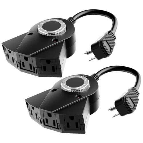 Temporizador de sensor de luz para exteriores, temporizador de salida impermeable resistente de 24 horas con modo de cuenta regresiva de 2, 4, 6 u 8