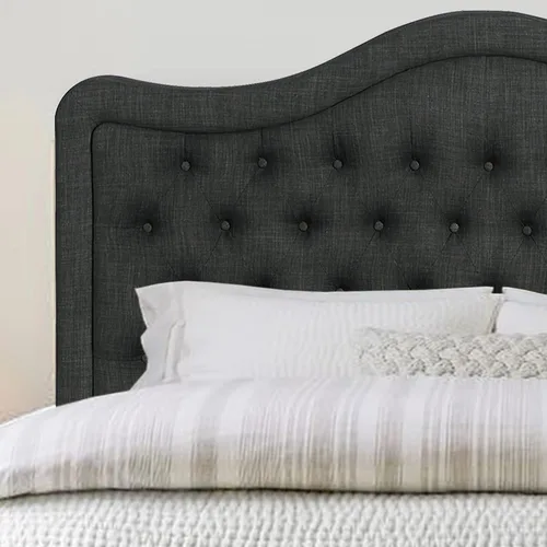 Miniatura 3 de Rosevera Turin Linen - Cama tapizada con paneles con cabecero ajustable con botones para dormitorio, tamaño Queen, carbono