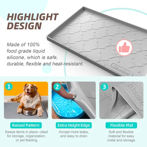 Miniatura 4 de SIKADEER Tapete impermeable de 19 x 19 pulgadas para debajo del fregadero, tapete de silicona para estante de cajones de cocina y revestimiento