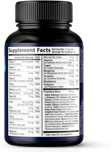 Miniatura 9 de Píldoras de suplemento de memoria cerebral, nootrópicos de fuerza 3X para concentración, claridad y apoyo de enfoque, salud cerebral, vitaminas