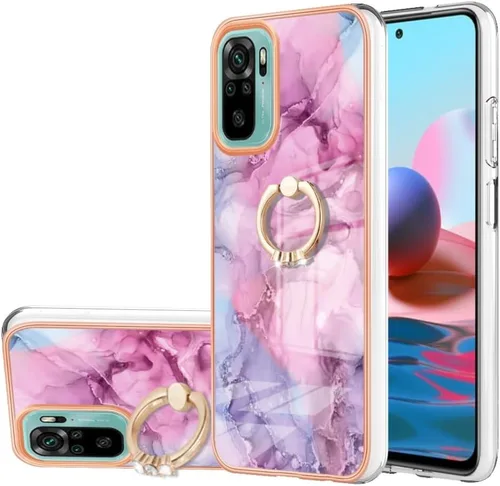 Miniatura 11 de XYX Case Compatible with Xiaomi Redmi Note 10s, TPU Marble Shockproof Bumper Slim Full-Body Protective Phone Case Cover with 360 Rotating Ring
