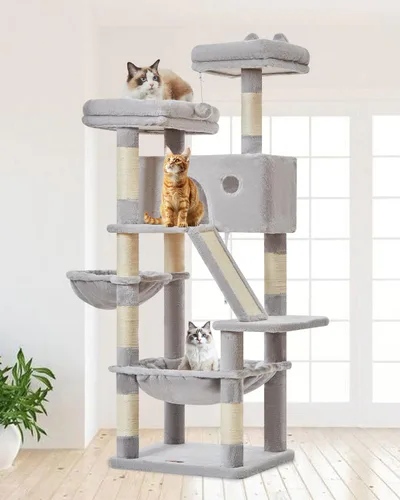 Miniatura 19 de Taoqimiao Árbol para gatos de 57.5 pulgadas, torre para gatos de interior para adultos, condominio extragrande para gatos, 8 postes rascadores
