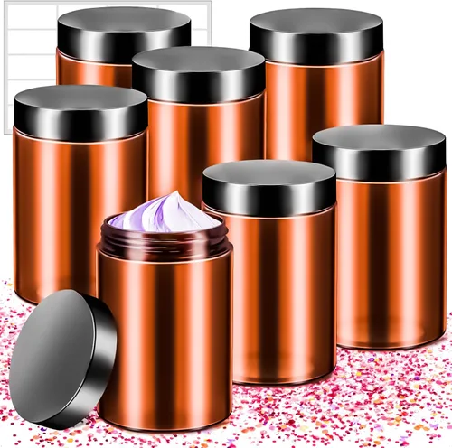 Miniatura 16 de Paquete de 10 tarros de plástico de 4 onzas con tapas, recipientes redondos de 4.2 fl oz para cosméticos, tarros de maquillaje, tarro