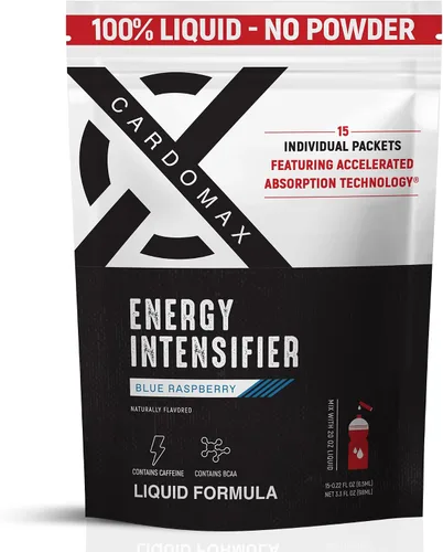 CardoMax - Paquetes de bebidas energéticas - Paquetes de cafeína líquida para hombres y mujeres con BCAA, vitamina B12, vitamina B6 y B3 - Sin