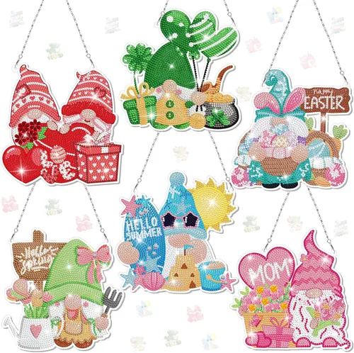 Miniatura 9 de Chitidr 6 Piezas Mariposas Colibríes Libélula Pintura de Diamantes Kits de Letreros Colgantes de Verano Arte de Corona Diamante 5D DIY Adornos