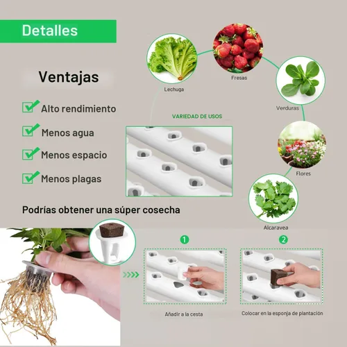 Miniatura 3 de VIVOSUN Kit de cultivo hidropónico, 1 capa, 36 sitios de plantas, 4 tubos de PVC-U de grado alimenticio, sistema de plantación hidropónica con bomba
