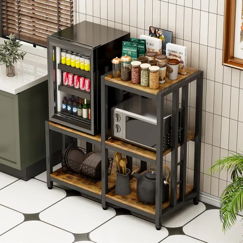 Miniatura 7 de Mini soporte para refrigerador con almacenamiento, soporte para horno de microondas, estante para panaderos con estante de almacenamiento, mini