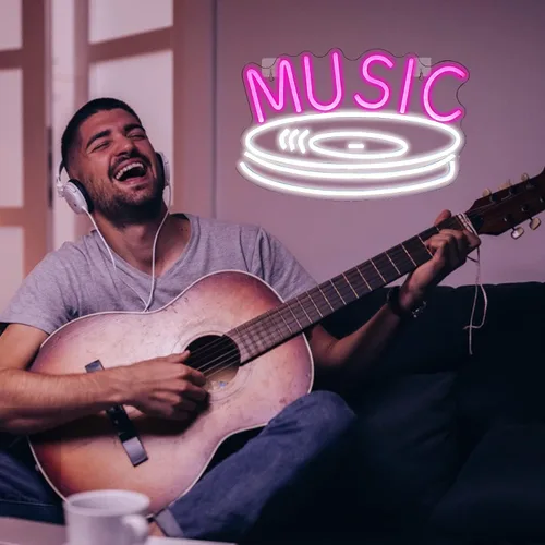Miniatura 7 de Letrero de neón de grabación de música en rosa y blanco, luces de neón LED para decoración de pared, luces de neón USB para dormitorio, estudio