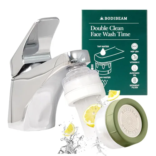 Filtro de agua para grifo de lavabo de baño, filtración con gel de vitamina C, elimina el cloro y los metales pesados, suavizante de agua dura Verde