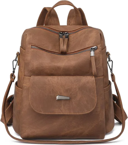 Miniatura 8 de Mochila para mujer, mochila de piel sintética, mochila antirrobo, mochila antirrobo de viaje, multiusos, ligera, impermeable, convertible, bolsa