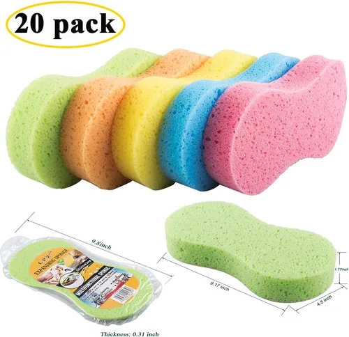 Miniatura 2 de Paquete de 20 esponjas de lavado de autos, esponjas multifuncionales, esponjas de limpieza multicolor con embalaje comprimido al vacío