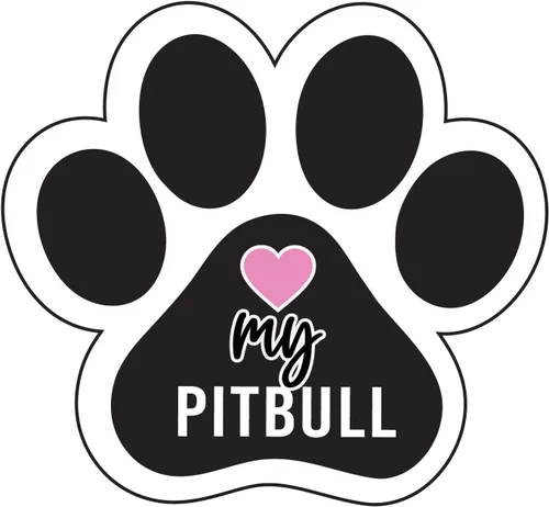 Love My Dog Bleed Paw Print Dog - Imán para nevera y taquilla (imán de huella de perro) (Pitbull)