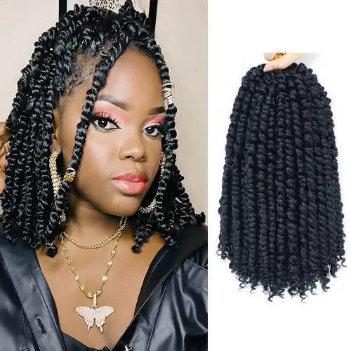 Miniatura 33 de Cabello Corto PassionTwist de 8 Pulgadas Cabello Pre-retorcido Passion Twists Cabello de Ganchillo Pre-enrollado Cabello Rizado de Ganchillo para 1b
