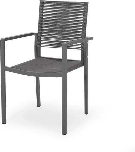 Miniatura 5 de Great Deal Furniture Jean - Silla de comedor de aluminio moderna para exteriores con asiento de cuerda (juego de 2), gris y gris oscuro