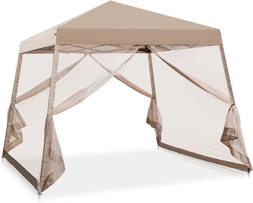 COOL Spot - Tienda de campaña con mosquitera (patas inclinadas de 10 x 10 pies, con mosquitera, 64 pies cuadrados de sombra, para una persona, Beige