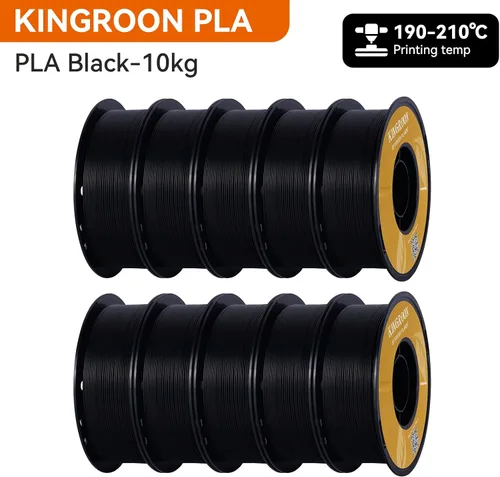 Miniatura 9 de Filamento para impresora 3D Kingroon PLA, 10 carretes, precisión dimensional +/- 0.02 mm, carrete de 10 kg (22 libras), 1.75 mm, negro