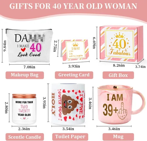 Miniatura 7 de Regalos de cumpleaños 40 para mujeres, divertidos regalos de cumpleaños de 40 años para mujeres, decoraciones de 40 y fabulosa, ideas de regalo