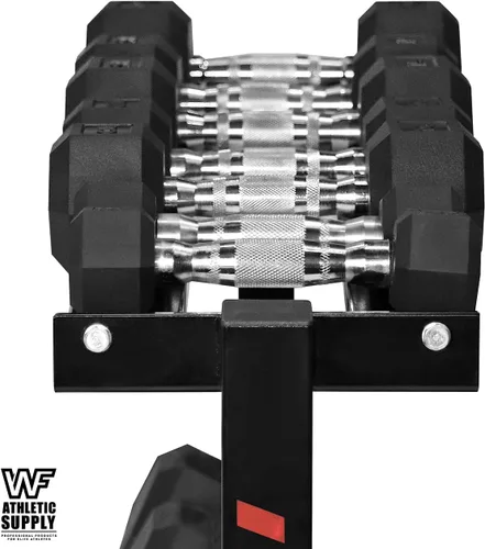 Miniatura 3 de WF Athletic Supply Juego de mancuernas hexagonales con revestimiento de goma con estante de almacenamiento de dos niveles de alta calidad, Juego
