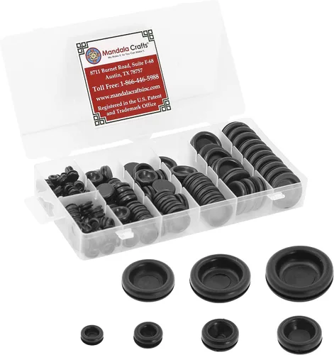 Miniatura 9 de Mandala Crafts Kit de ojales de goma Surtido de juntas de goma – 125 tapones de goma para agujeros – Ojales de goma para cableado automotriz