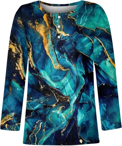 Miniatura 4 de Sweatshirt for Women Printing Long Sleeve Pullover Tops V Neck Button Down T Shirts Comfy Dressy Sweatshirts