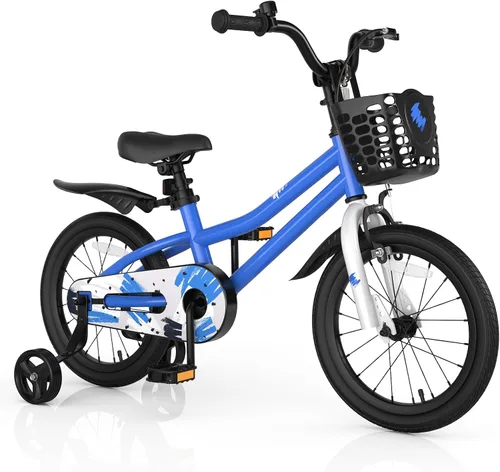 Miniatura 24 de COSTWAY Bicicleta para niños, 12, 14, 16, 18 pulgadas, para niños y niñas de 3 a 8 años, bicicleta para niños con ruedas de entrenamiento